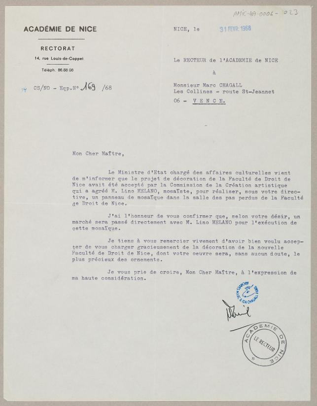 , February 1968, Letter